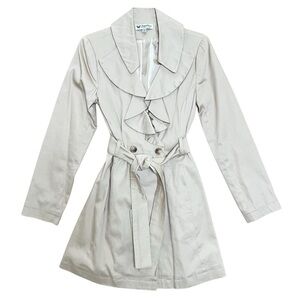 NWOT Papillon Beige Mid Length Trench Coat - Size Small